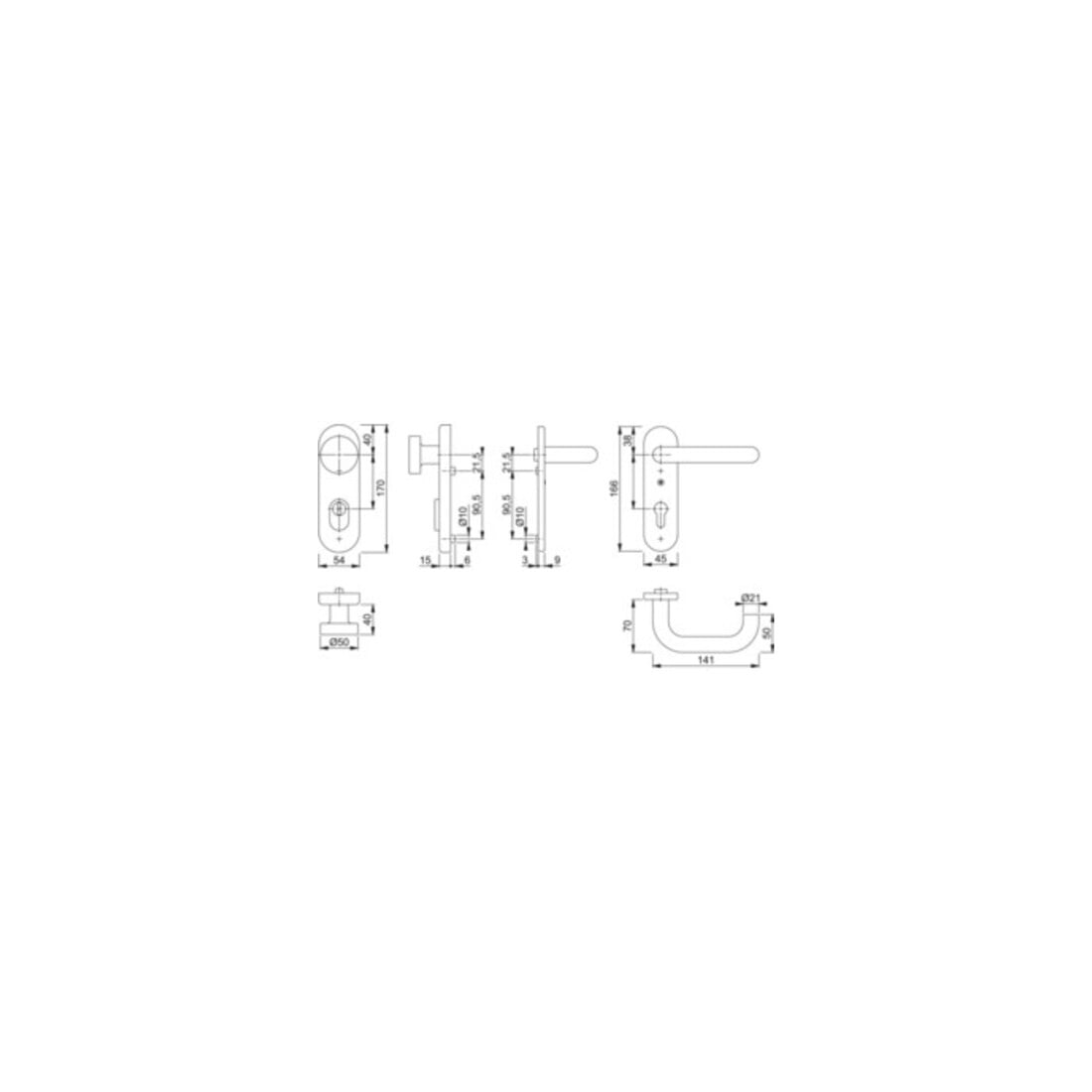 Hoppe FS-Schutzgrt.Paris FS-58/3332KZA/353K-1/138F Alu.F1 D/K f.TS 42-47mm PZ DIN L/R
