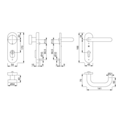 Hoppe FS-Schutzgrt.Paris FS-58/3332KZA/353K-1/138F Alu.F1 D/K f.TS 42-47mm PZ DIN L/R