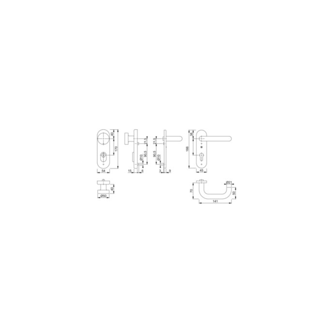 Hoppe FS-Schutzgrt.Paris FS-58/3332KZA/353K-1/138F Alu.F1 D/K f.TS 42-47mm PZ DIN L/R