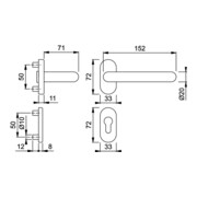 Hoppe FS set Paris FS-138GF/55/55/55S Alu.F1-2 D/D f.TS 55-75mm PZ DIN L/R-4