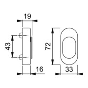 HOPPE FT-Verdeckrosette oval, RH16, U956V drehbare Abdeckung natur matt eloxiert-2
