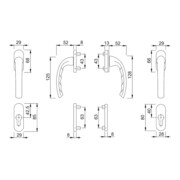 HOPPE FTT-Griffgarnitur PZ, Tôkyô 0710RH/66N TS 63-68, N 12 ALU naturfarbig-2