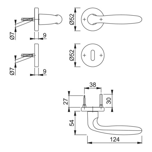 HOPPE Garniture à rosace 1510/42KB/42KBS, F9714M,OB,37-47