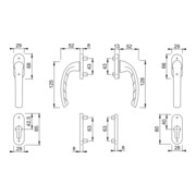 HOPPE Garniture de poignée FTT PZ Tôkyô 0710RH/66N/U26/0710 TS 68-73, N 12, ALU F9016-4