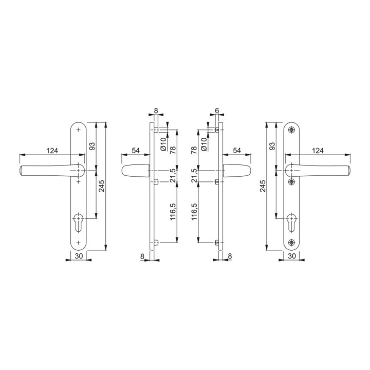 HOPPE Garniture de poignée PT Plaque étroite, ovale, Tôkyô 1710RH/3346, PZ, 8/92 F9016, TS 67-72
