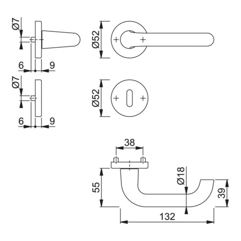 HOPPE Garniture de porte avec rosaces, rondes, Paris 138L/42KV/42KVS, VK8, BB couleur nickel neuf