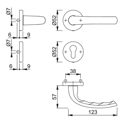 HOPPE Garniture de porte OT avec rosace, ronde, Tôkyô M1710RH/42KV/42KVS, VK8 PZ, laiton poli