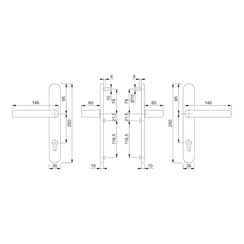 HOPPE Garniture de porte PT, ovale, Liverpool 1313G/3357N, PZ, 8/92 F1-2, TS 67-72