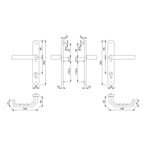 HOPPE Garniture de porte PT, ovale, Liverpool 1313G/3357N, PZ, 8/92 F1-2, TS 67-72