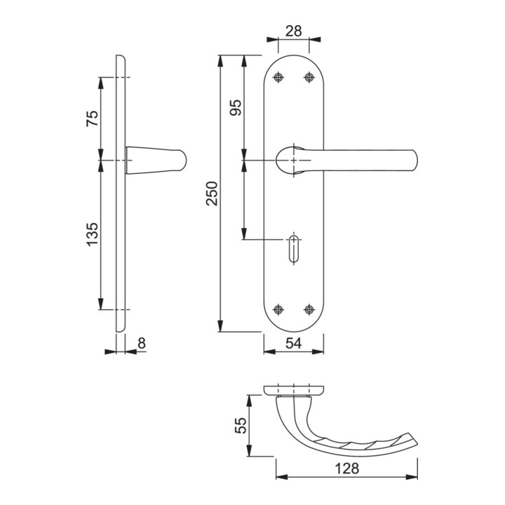 HOPPE Garniture de porte Tôkyô 1710/3334 LS BB72/8 F1 35-40 mm couleur argentée