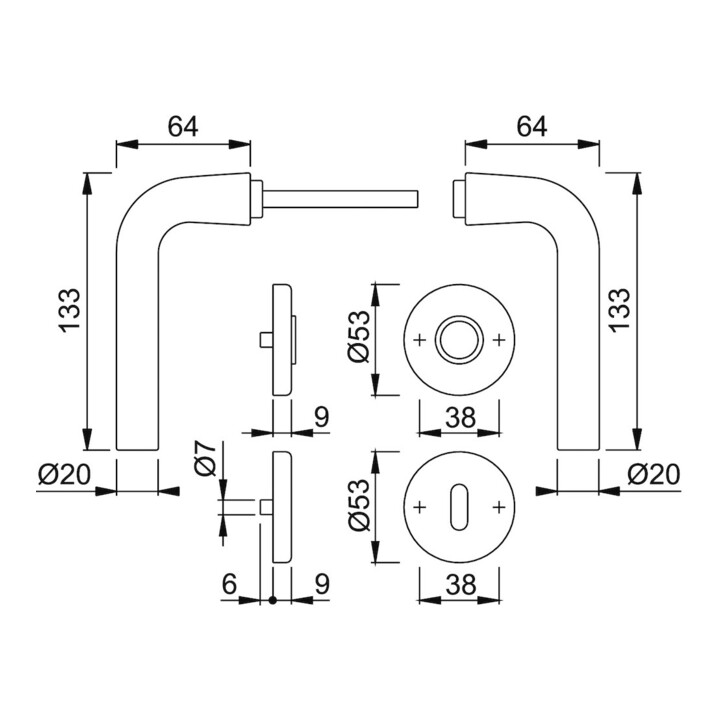 HOPPE Garniture de porte ZT avec rosaces, rond, Bonn 150/42KV/42KVS, VK8, BB couleur naturelle