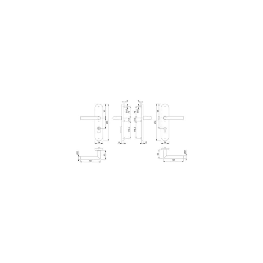 Hoppe Garniture de protection Ams.1400/3332ZA/3310 Alu.F1 72 mm 42-47 mm