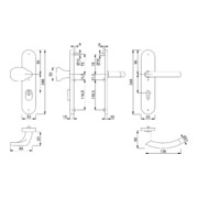 HOPPE Garniture de protection contre l'humidité Plaque longue, PZ, 8/72 Trondh. E86G/3331/3310 F69,TS 37-42