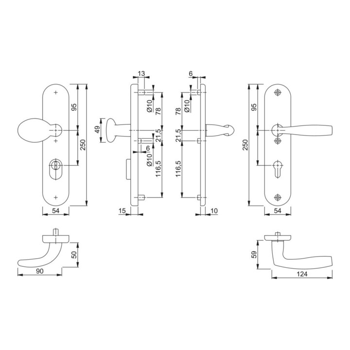 HOPPE Garniture de protection contre l'humidité Plaque longue,PZ,8/72 Vitória76G/3332ZA/3410 1515,F1,TS