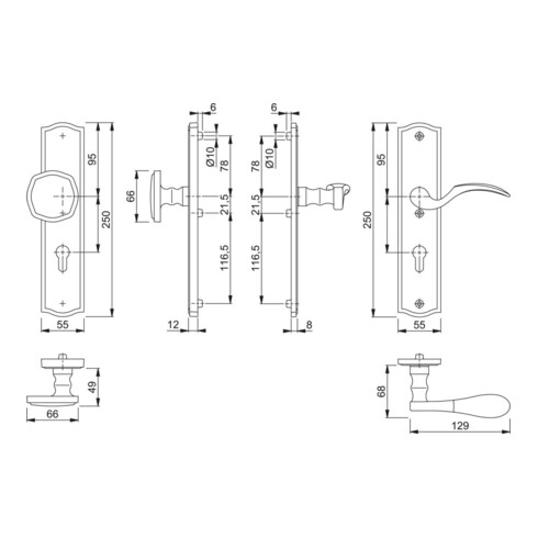 HOPPE Garniture interchangeable de protection WET Langue, PZ, 8/72, Meran M57/371A/370/112SH DL, F77-R