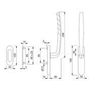 Hoppe Hebe-Schiebetür-Garnitur NY HS-0810/431N/422 Alu.F9016 bl.70-75mm-4