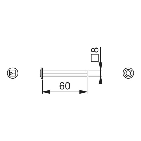 Hoppe I-Profilstift 4-KT.8mm L.60mm Fe verz.