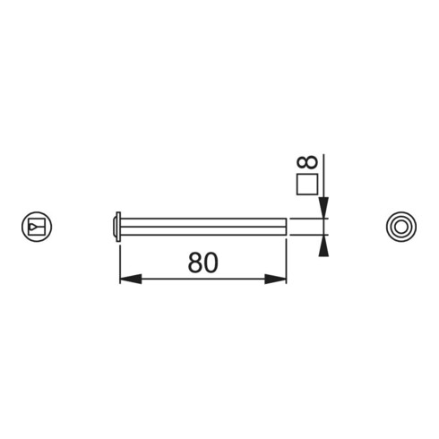 Hoppe I-Profilstift 4-KT.8mm L.80mm Fe verz.