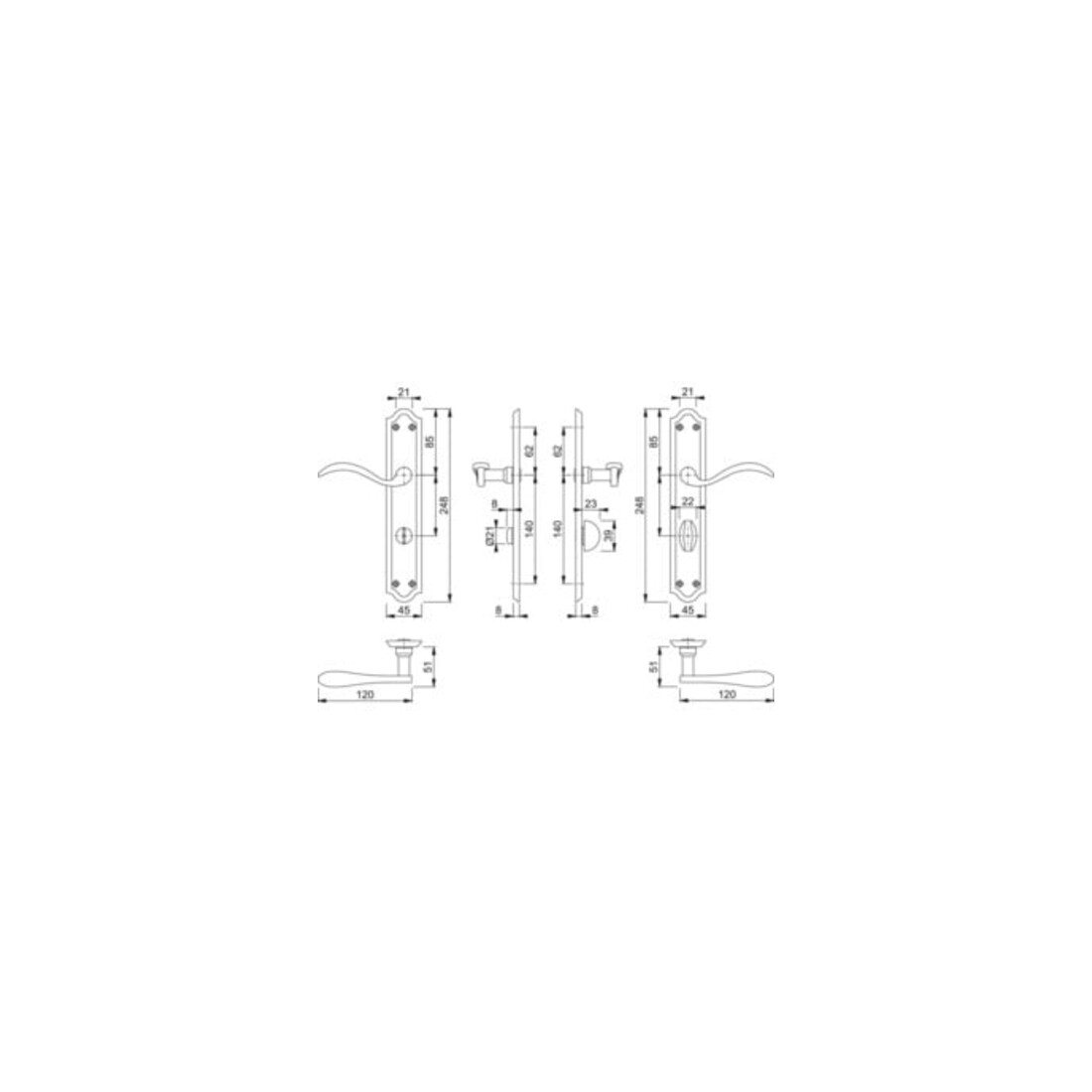 Hoppe Jeu de plateaux longs Almeria M166SN/2700 MS F71 Bad SK/OL 78mm DIN R