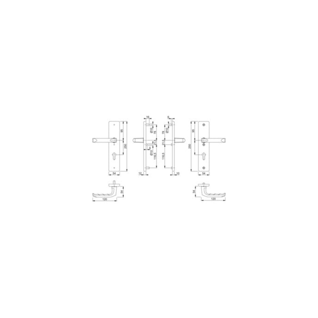 Hoppe Kit de béquilles de protection Londres 78G/2221/2410/113 ES1 PZ Entfür 72mm VK 8mm Alu F2