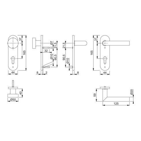 Hoppe kit de blindage court Ams.E58/353K/1400Z VA F69 PZ Wechselgrt.