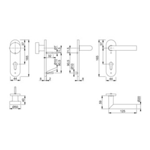 Hoppe kit de blindage court Ams.E58/353K/1400Z VA F69 PZ Wechselgrt.