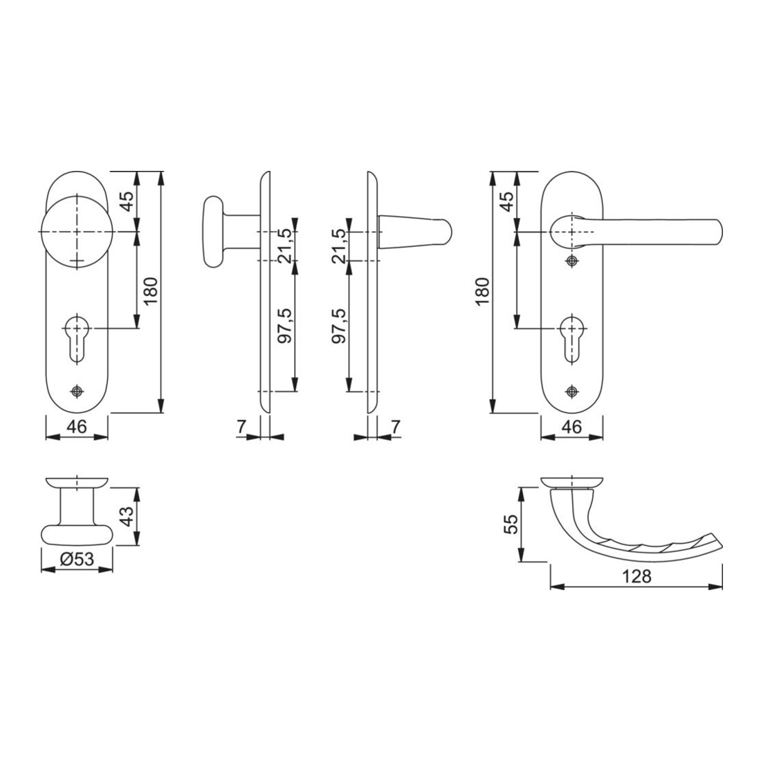 Hoppe kit de blindage court Tôkyô 53/273KP/1710 Alu.F1 PZ Wechselgrt.