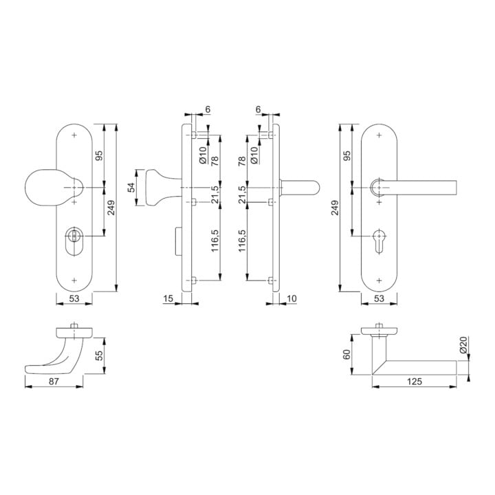 Hoppe Kit de protection Ams.E86G/3332ZA/3310/1400Z VA F69 72mm 42-47mm