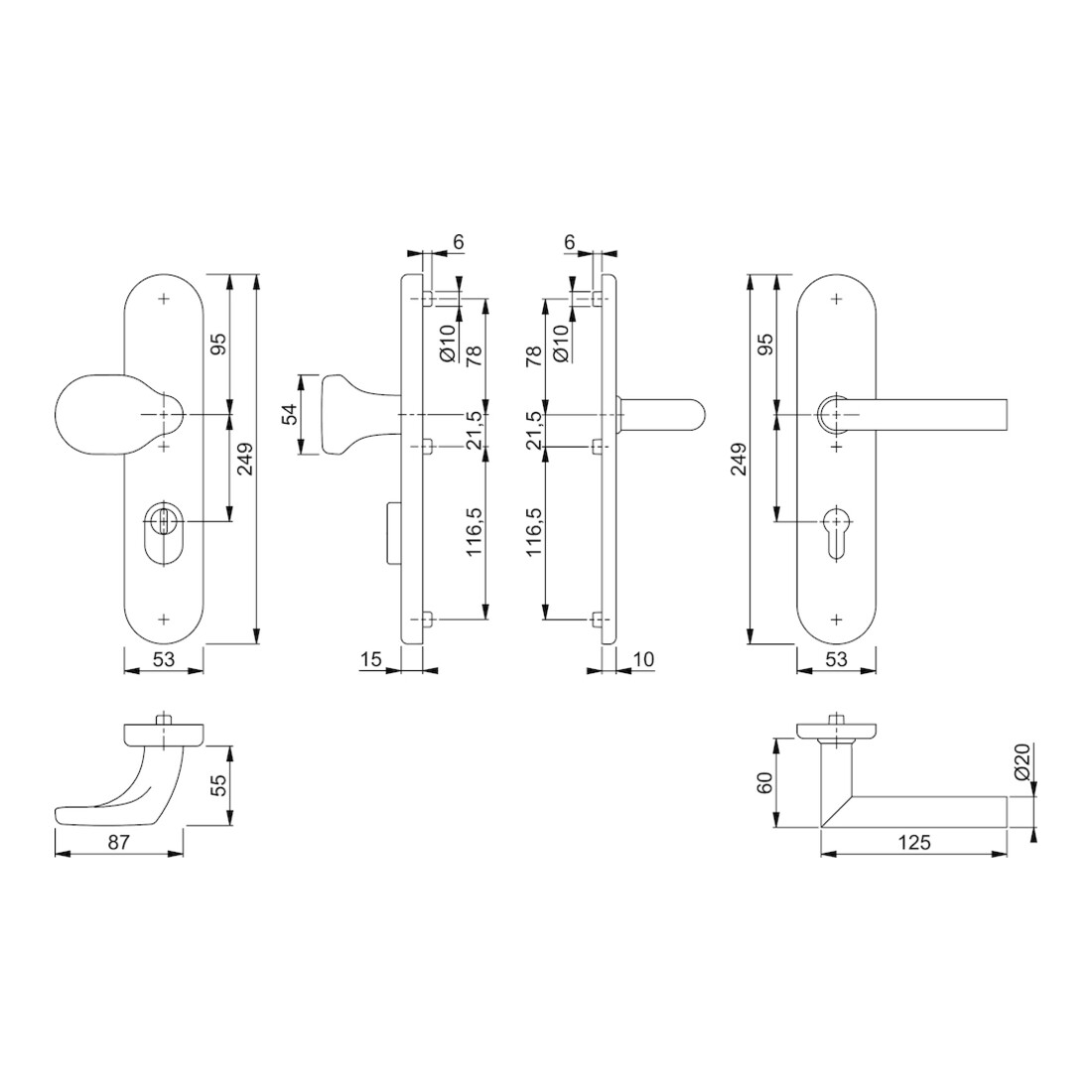 Hoppe Kit de protection Ams.E86G/3332ZA/3310/1400Z VA F69 72mm 42-47mm