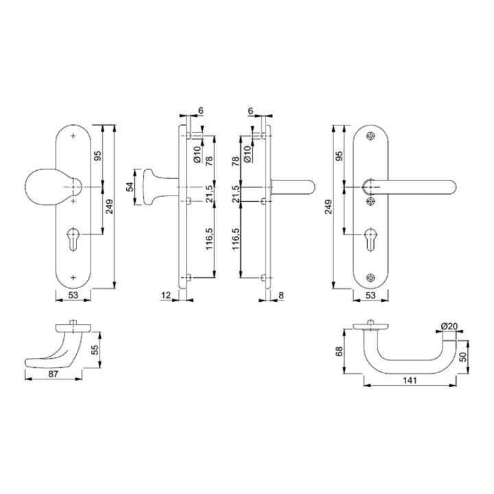 Hoppe Kit de protection Baden E86G/3331A/3440/1388Z VA F69 72mm 42-47mm