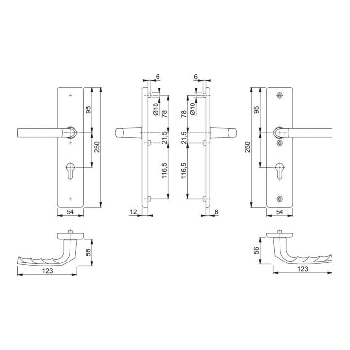 Hoppe Kit de protection Birm.1117/2221A/2440 Alu.F2 72mm 37-42mm