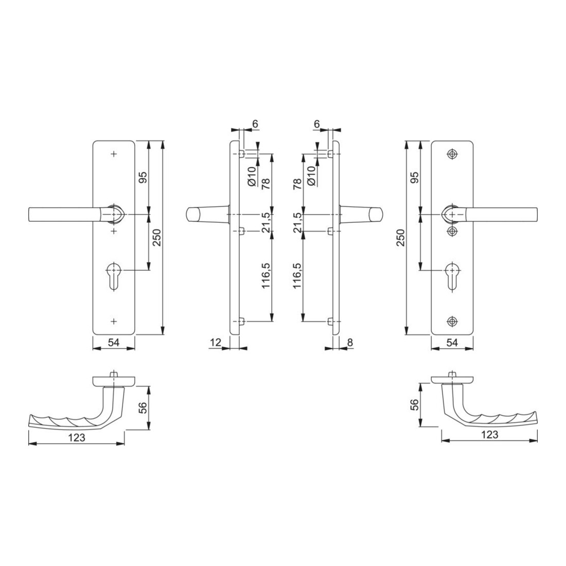 Ensemble de béquilles de protection Hoppe Birmingham Aluminium