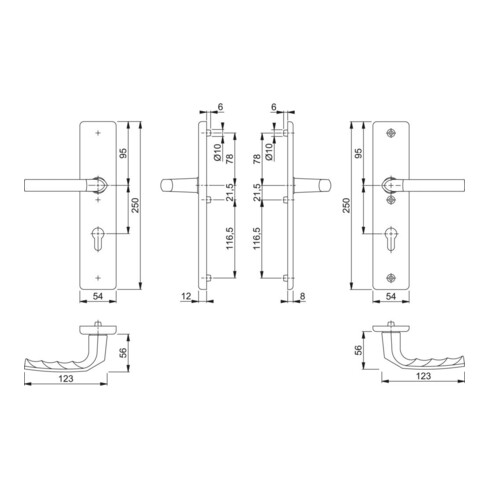 Ensemble de béquilles de protection Hoppe Birmingham Aluminium