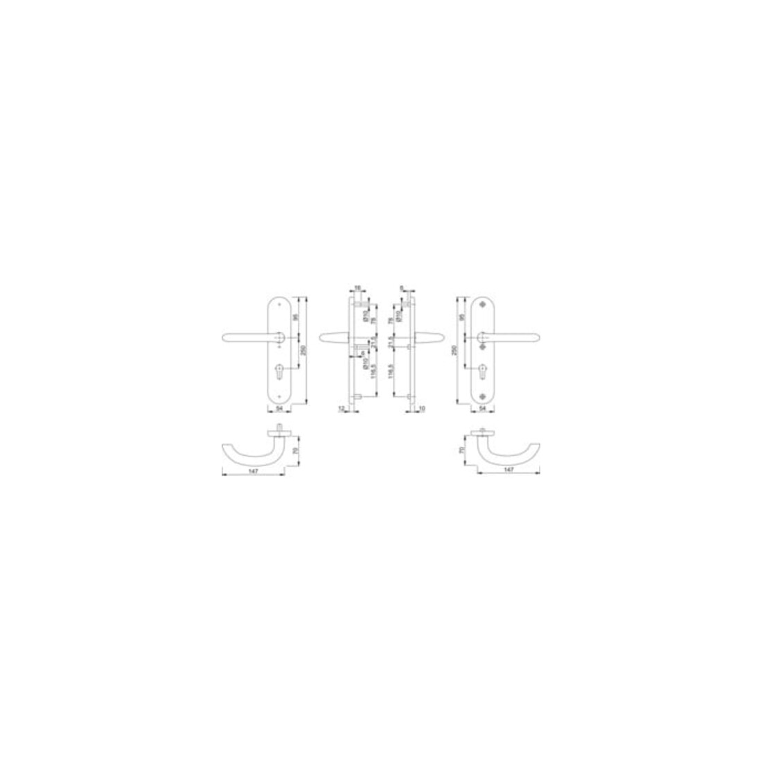 Hoppe Kit de protection Mar.1138/3331/3410 Alu.F1 72mm 41-46mm