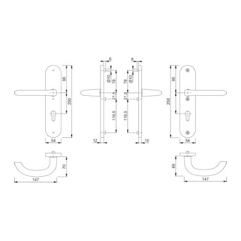 Hoppe Kit de protection Mar.1138/3331/3410 Alu.F1 92mm 66-71mm