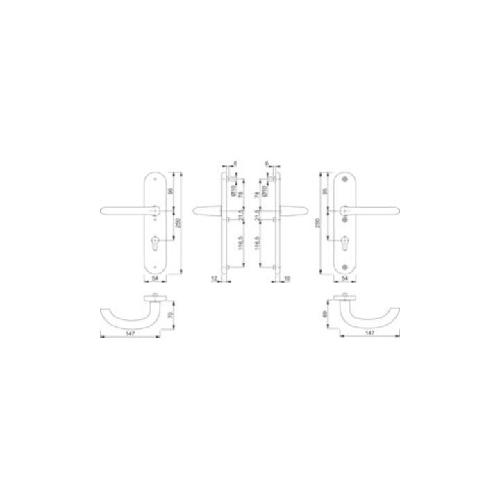 Hoppe Kit de protection Mar.1138/3331/3410 Alu.F1 92mm 66-71mm