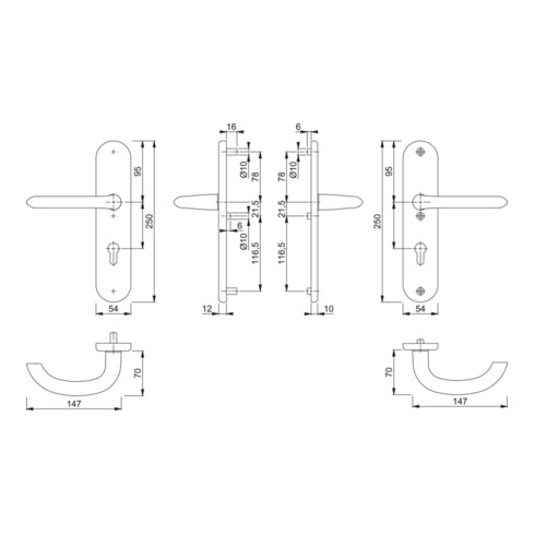 Hoppe Kit de protection Mar.1138/3331/3410 Alu.F1 92mm 66-71mm