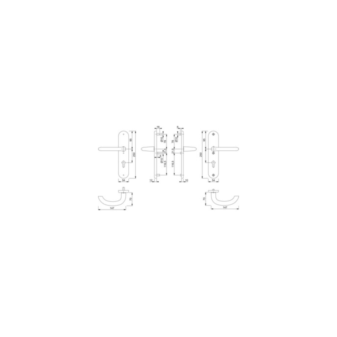 Hoppe Kit de protection Mar.1138/3331/3410 Alu.F1 92mm 66-71mm