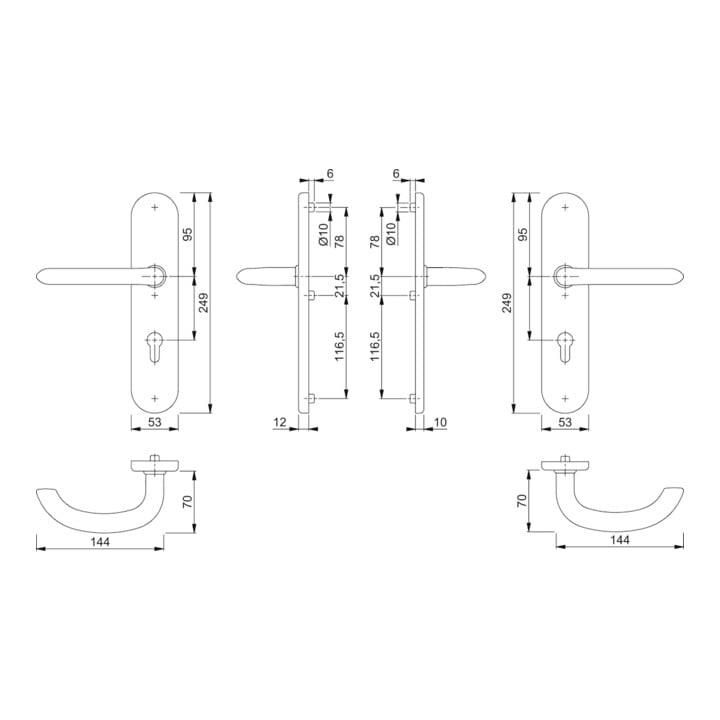 Hoppe Kit de protection Mar.E1138Z/3331/3310 VA F69 92mm 66-71mm