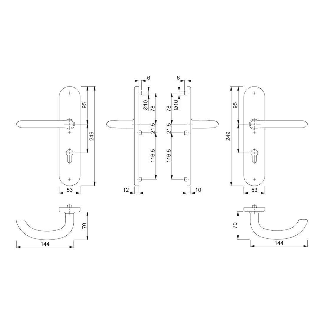 Hoppe Kit de protection Mar.E1138Z/3331/3310 VA F69 92mm 66-71mm
