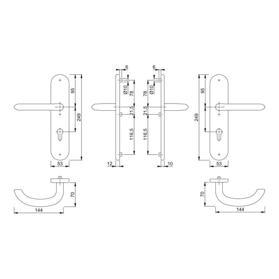 Hoppe Kit de protection Mar.E1138Z/3331/3310 VA F69 92mm 66-71mm