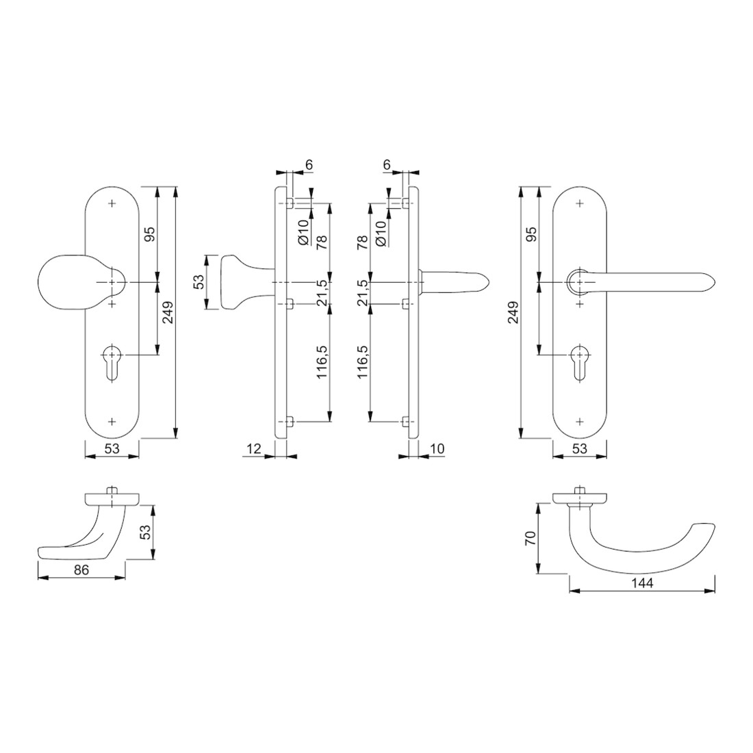 Hoppe Kit de protection Mar.E86G/3331/3310/1138Z VA F69 72mm 41-46mm