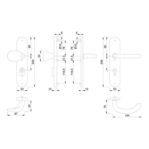 Hoppe Kit de protection Mar.E86G/3332ZA/3310/1138Z VA F69 72mm 42-47mm