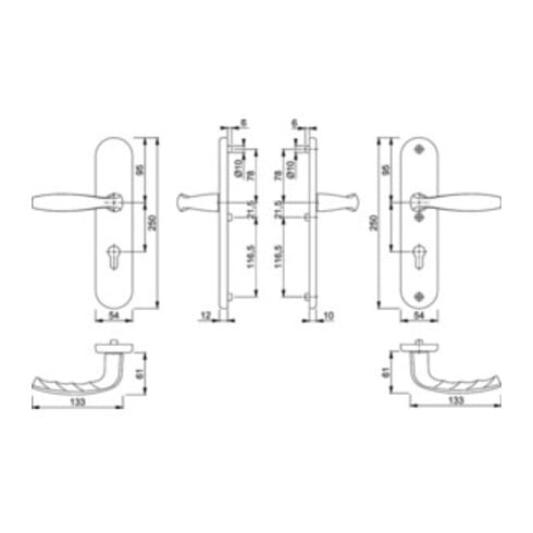 Hoppe Kit de protection NY 1810H/3331/3410 Alu.F1 92mm 67-72mm