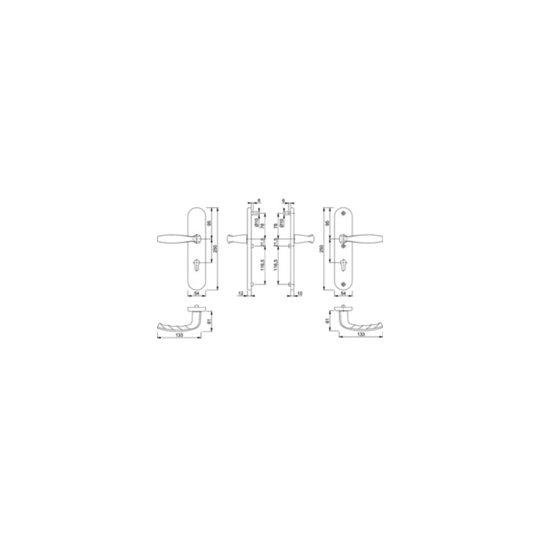 Hoppe Kit de protection NY 1810H/3331/3410 Alu.F1 92mm 67-72mm