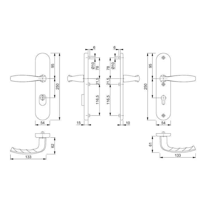 Hoppe Kit de protection NY 1810H/3332ZA/3410 Alu.F1 92mm 67-72mm