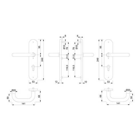 Hoppe Kit de protection Paris E138Z/3331/3310 VA F69 72mm 42-47mm