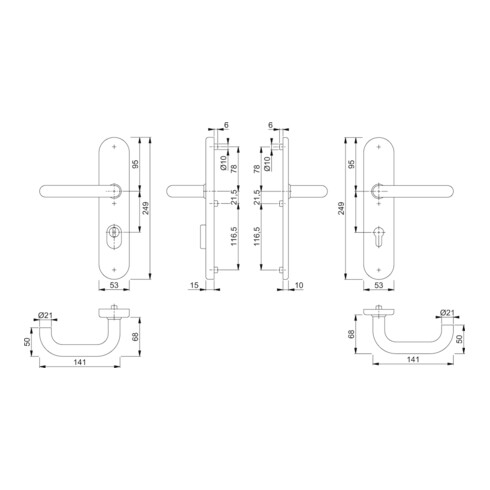 Hoppe Kit de protection Paris E138Z/3332ZA/3310 VA F69 92mm 67-72mm