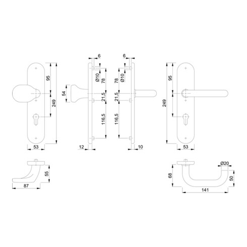 Hoppe Kit de protection Paris E86G/3331/3310/138Z VA F69 72mm 42-47mm