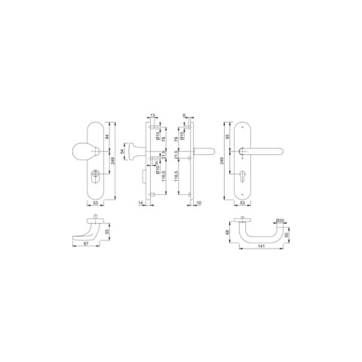 Hoppe Kit de protection Paris E86G/3332ZA/3310/138Z VA F69 92mm 67-72mm